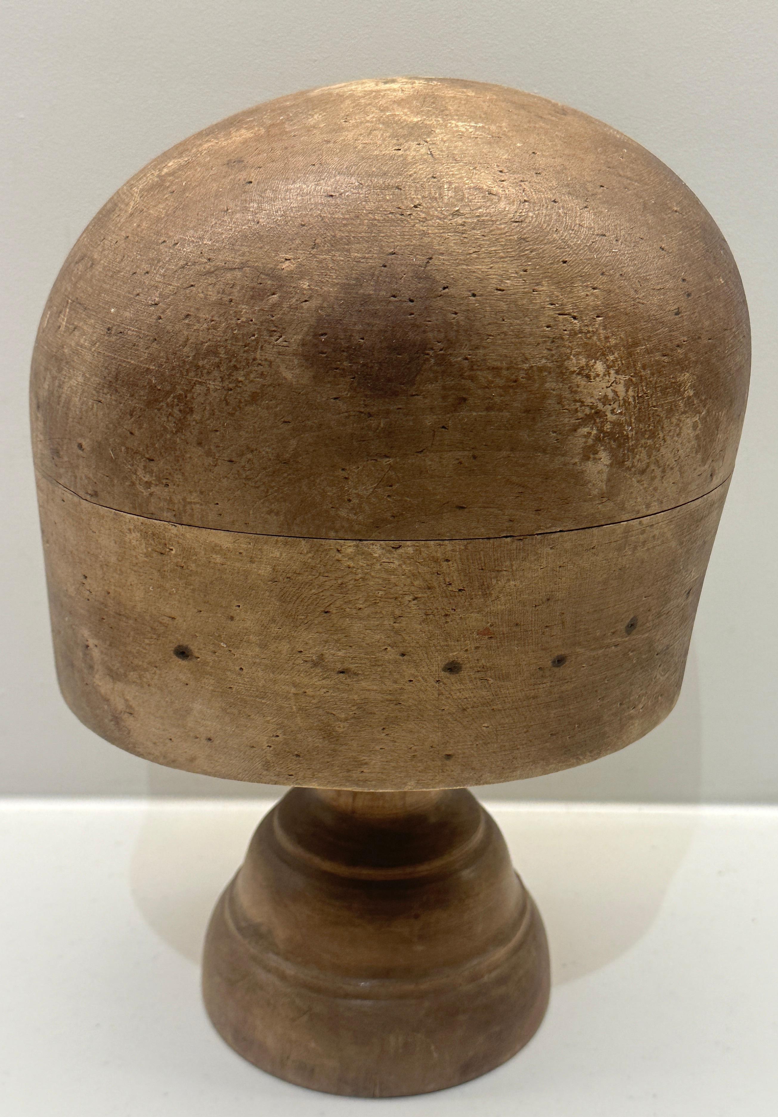 Late Victorian Antique Solid Beech Hat Block Millinery Display Stand 22 1/2 1