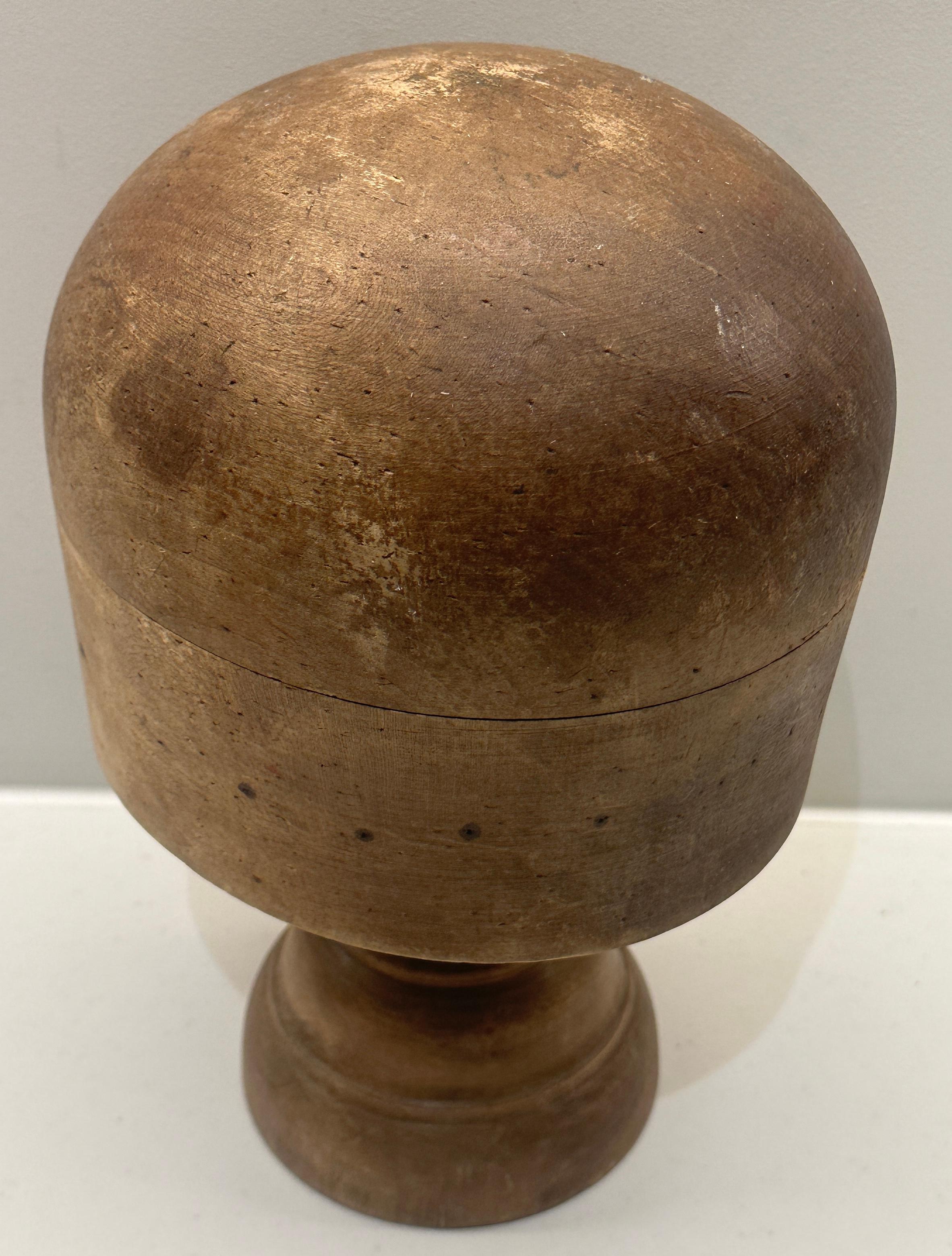 Late Victorian Antique Solid Beech Hat Block Millinery Display Stand 22 1/2 2