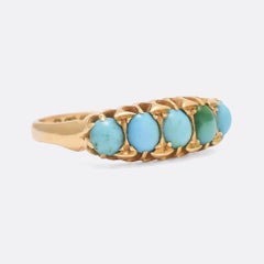 Late Victorian Antique Turquoise 5-Stone Ring