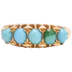 Late Victorian Antique Turquoise 5-Stone Ring