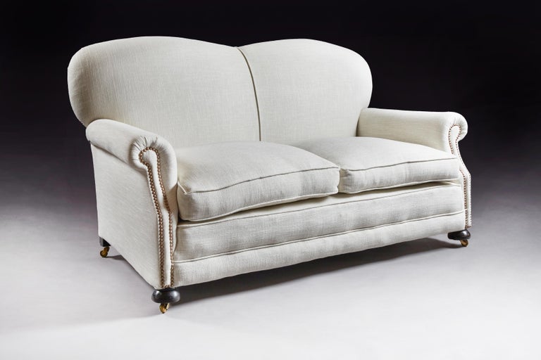 Late Victorian Antique TwoSeat Linen Sofa For Sale at 1stdibs