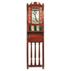Late Victorian Art Nouveau Wall Mounted Hall Stand