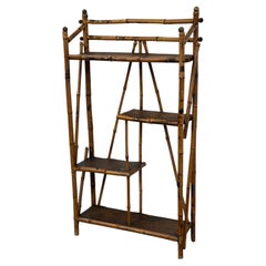 Late Victorian Bamboo and Brass Four Shelf Etagere