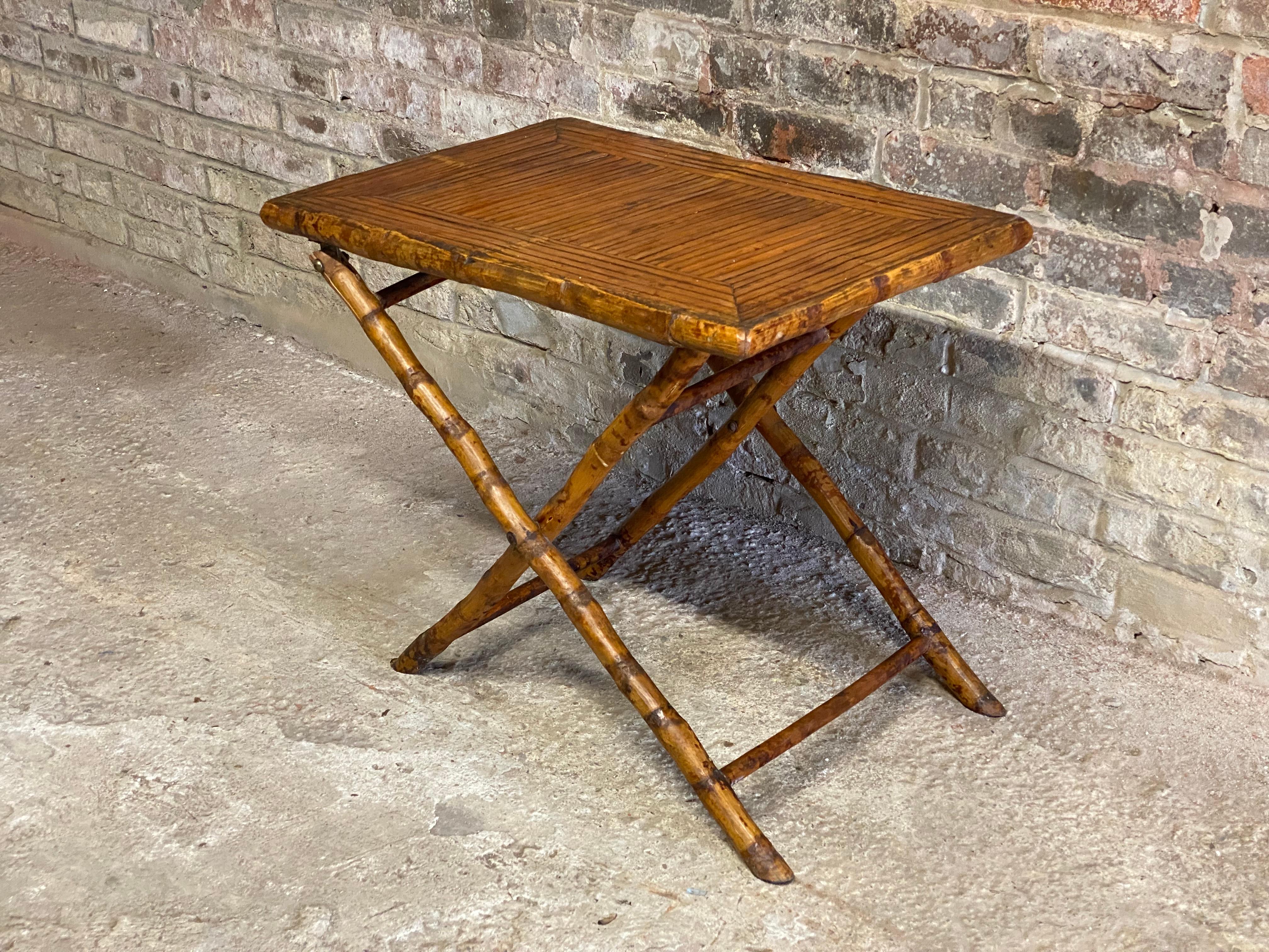 Late Victorian Bamboo Folding Table In Fair Condition In Garnerville, NY