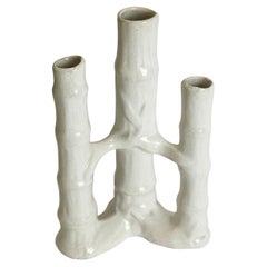 Late Victorian Bamboo-Form Craquelure Stoneware Spill Vase, England c.1890