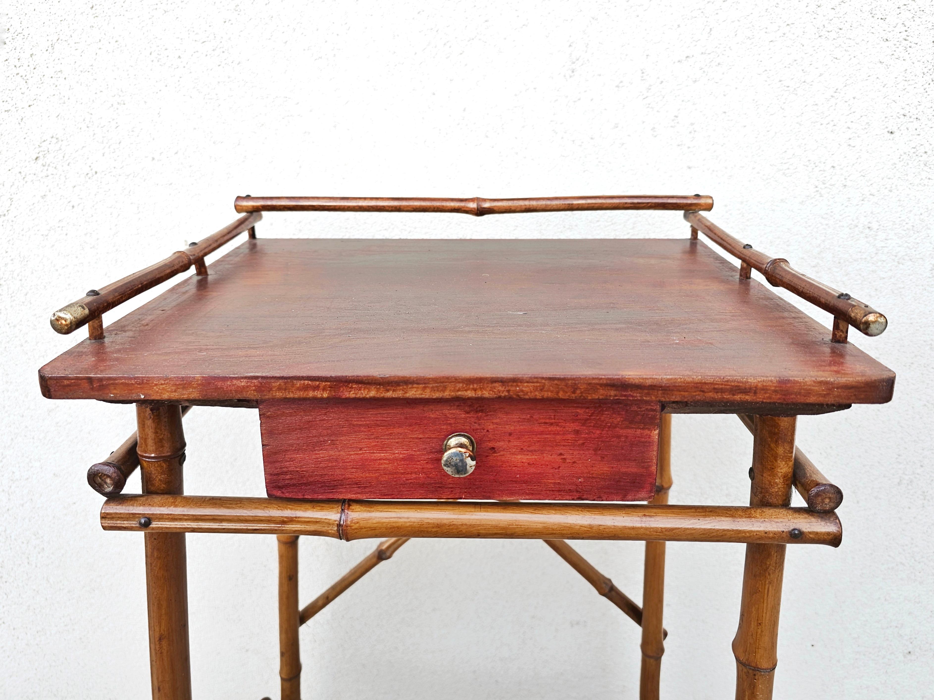 Late 19th Century Late Victorian Bamboo Tea Table, England 1890s For Sale