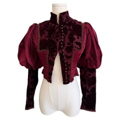 Late Victorian Beaded Velvet Jacket with Puffed Sleeves