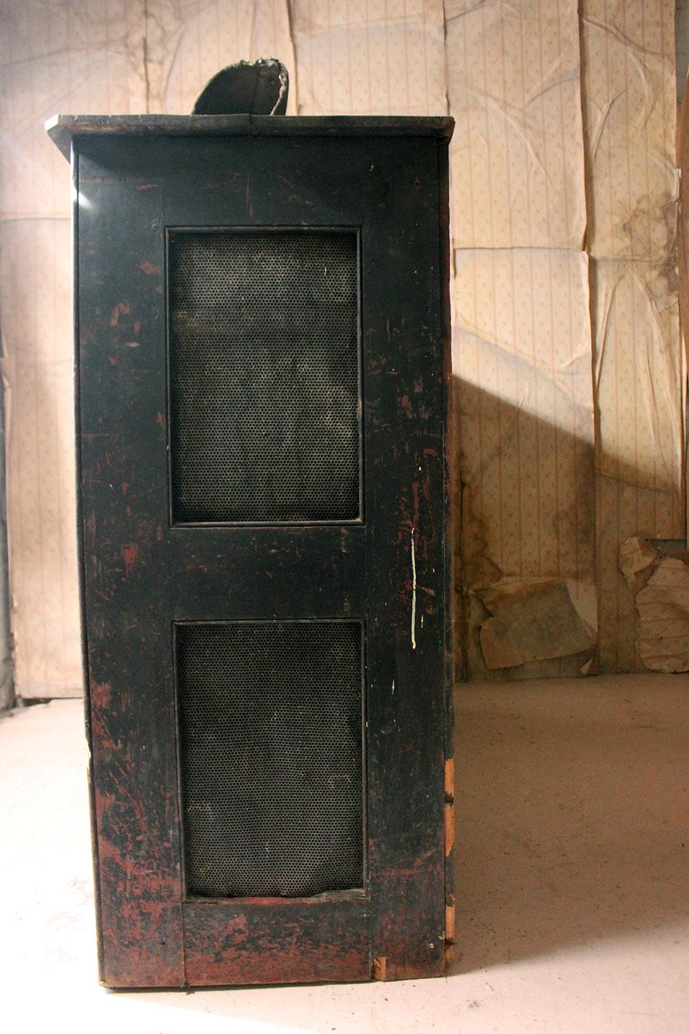 Late Victorian Black Painted Pine Larder Cupboard, circa 1890-1900 7