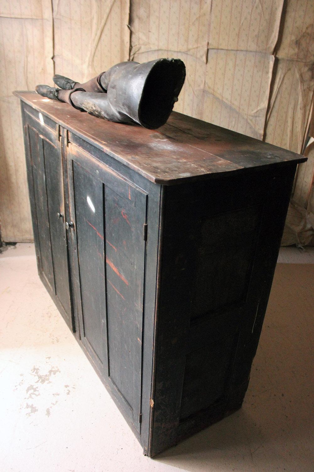 Late Victorian Black Painted Pine Larder Cupboard, circa 1890-1900 8