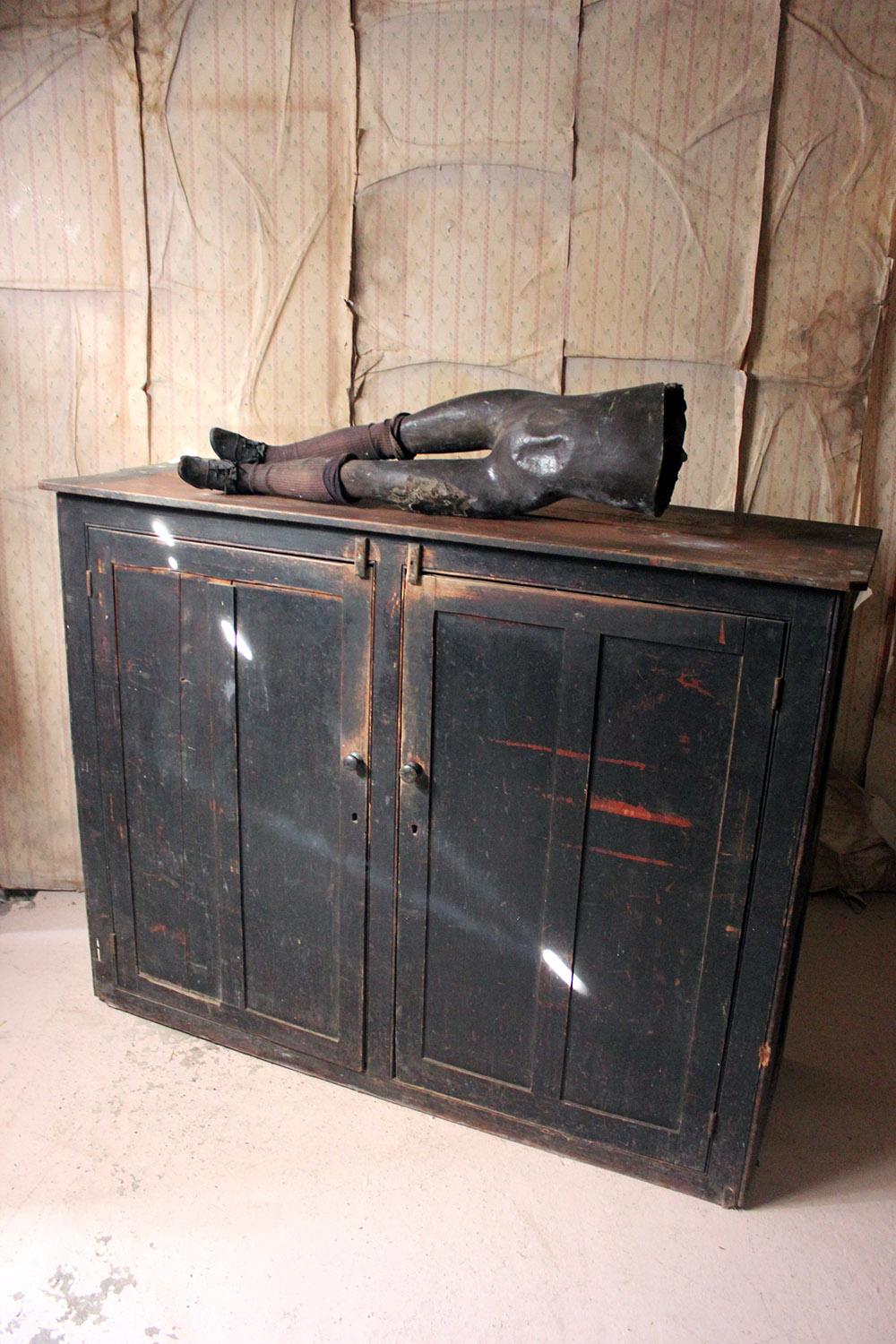 Late Victorian Black Painted Pine Larder Cupboard, circa 1890-1900 9