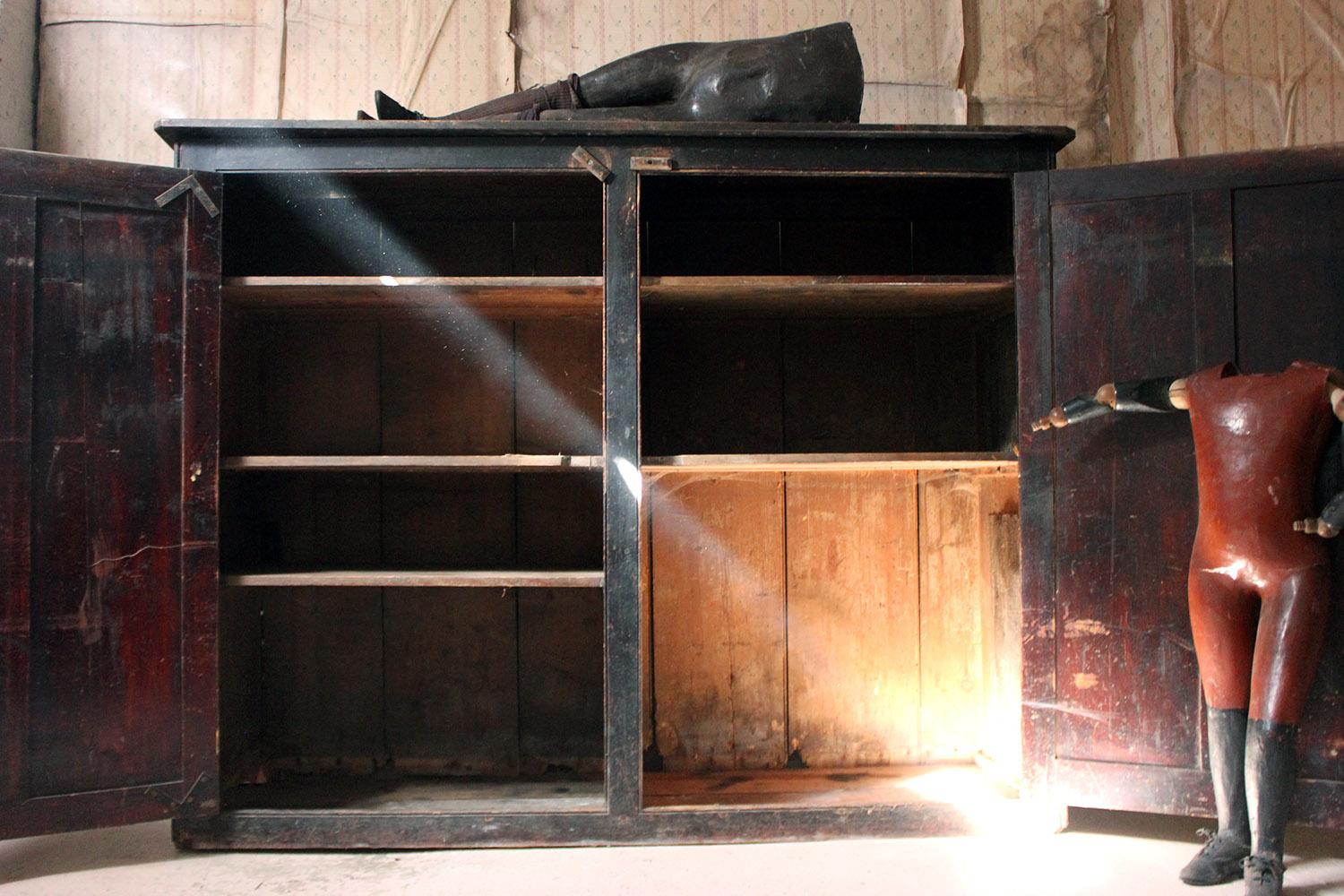 Late Victorian Black Painted Pine Larder Cupboard, circa 1890-1900 13