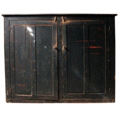 Antique Late Victorian Black Painted Pine Larder Cupboard, circa 1890-1900