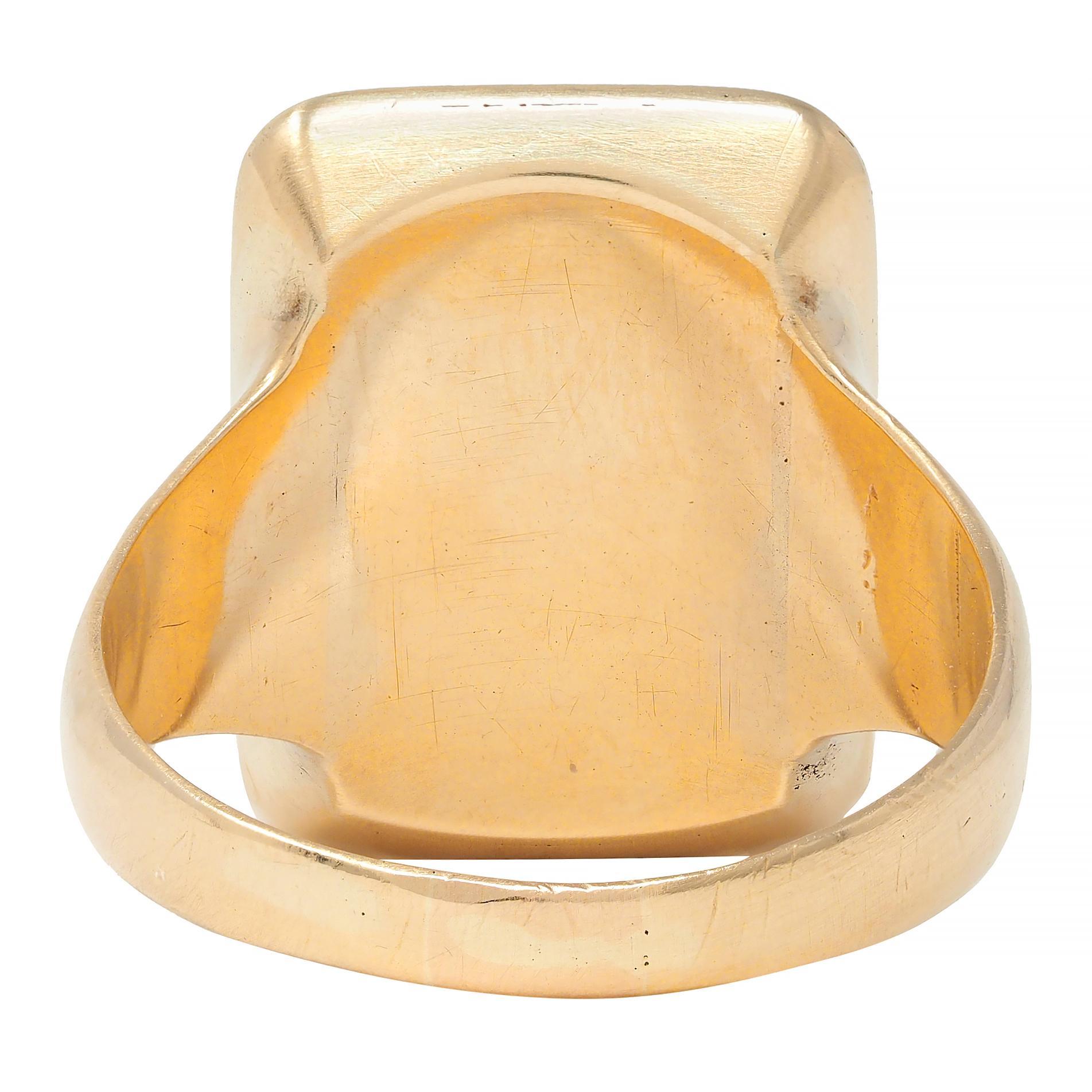 Late Victorian Bloodstone 14 Karat Yellow Gold Antique Unisex Signet Ring 2
