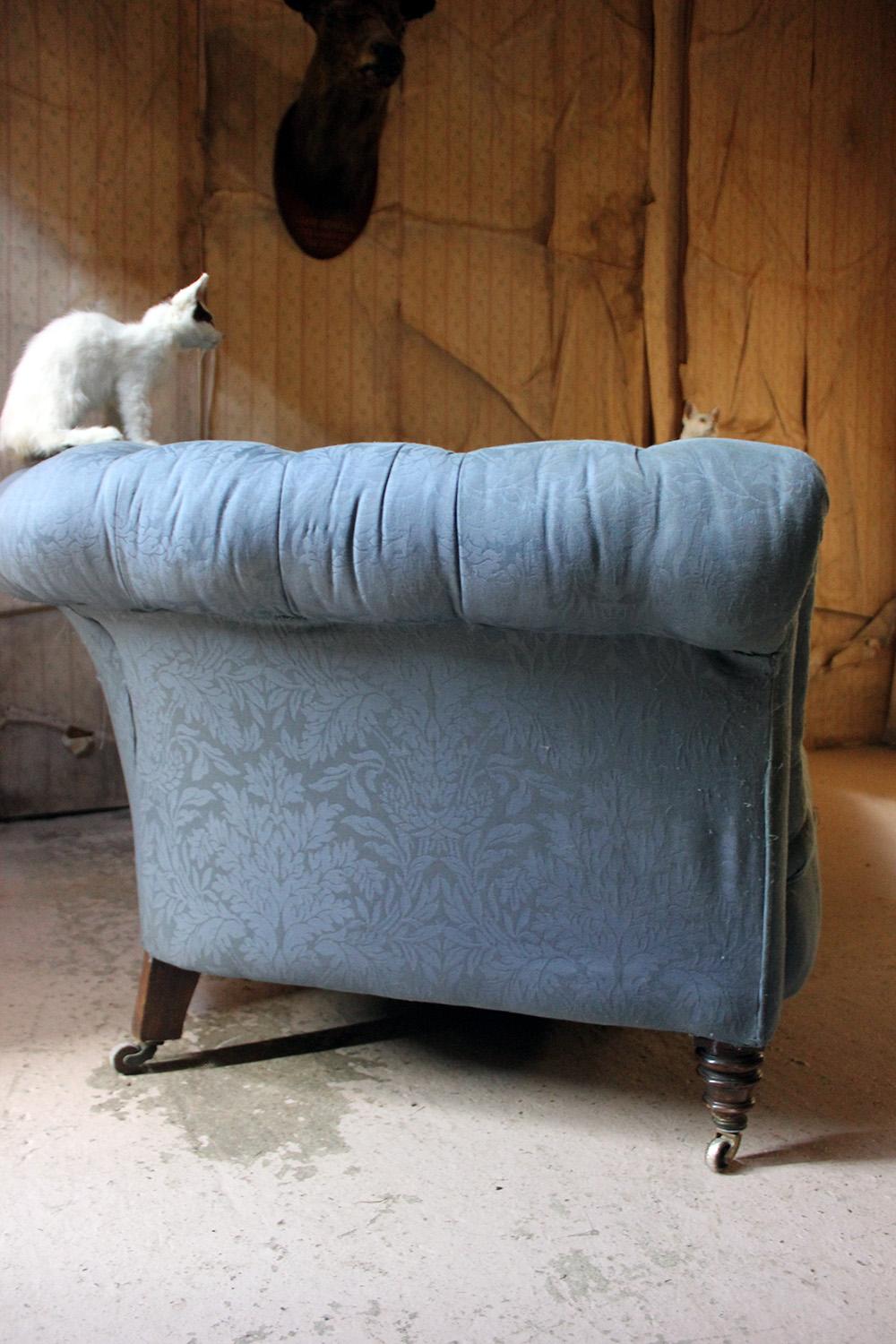 Late Victorian Blue Upholstered Button-Back Chesterfield Sofa, circa 1890 10