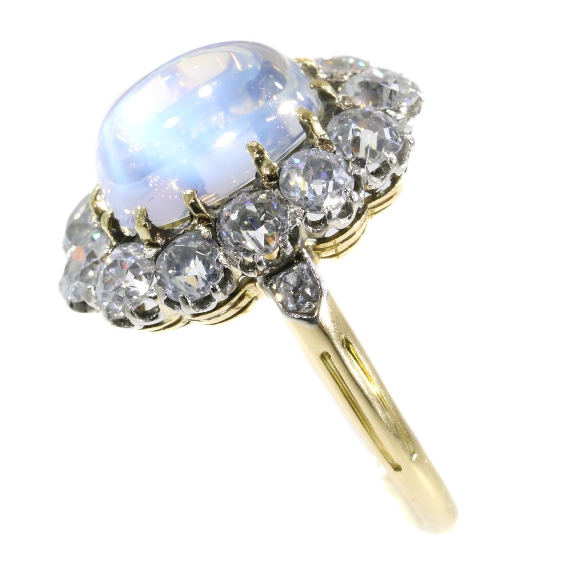 Women's Late Victorian Bluish Moonstone '4.20 Carat' and Diamond '2.16' Carat Ring For Sale