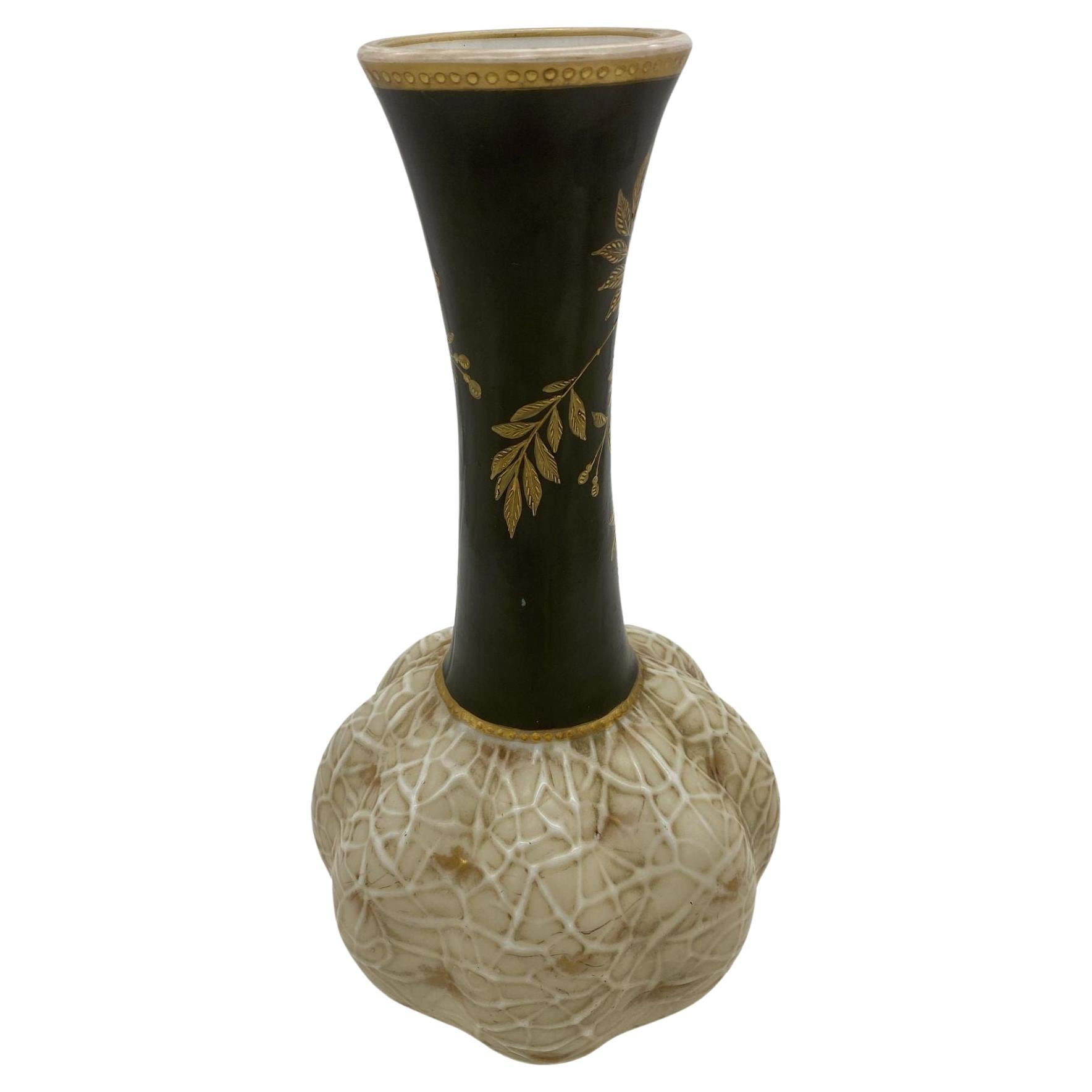 Late Victorian Bohemian Czech Art Uranium Glass Opal Harrach Vase For Sale