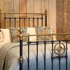 Late Victorian Brass and Cast Iron Antique Bed in Black, MD102