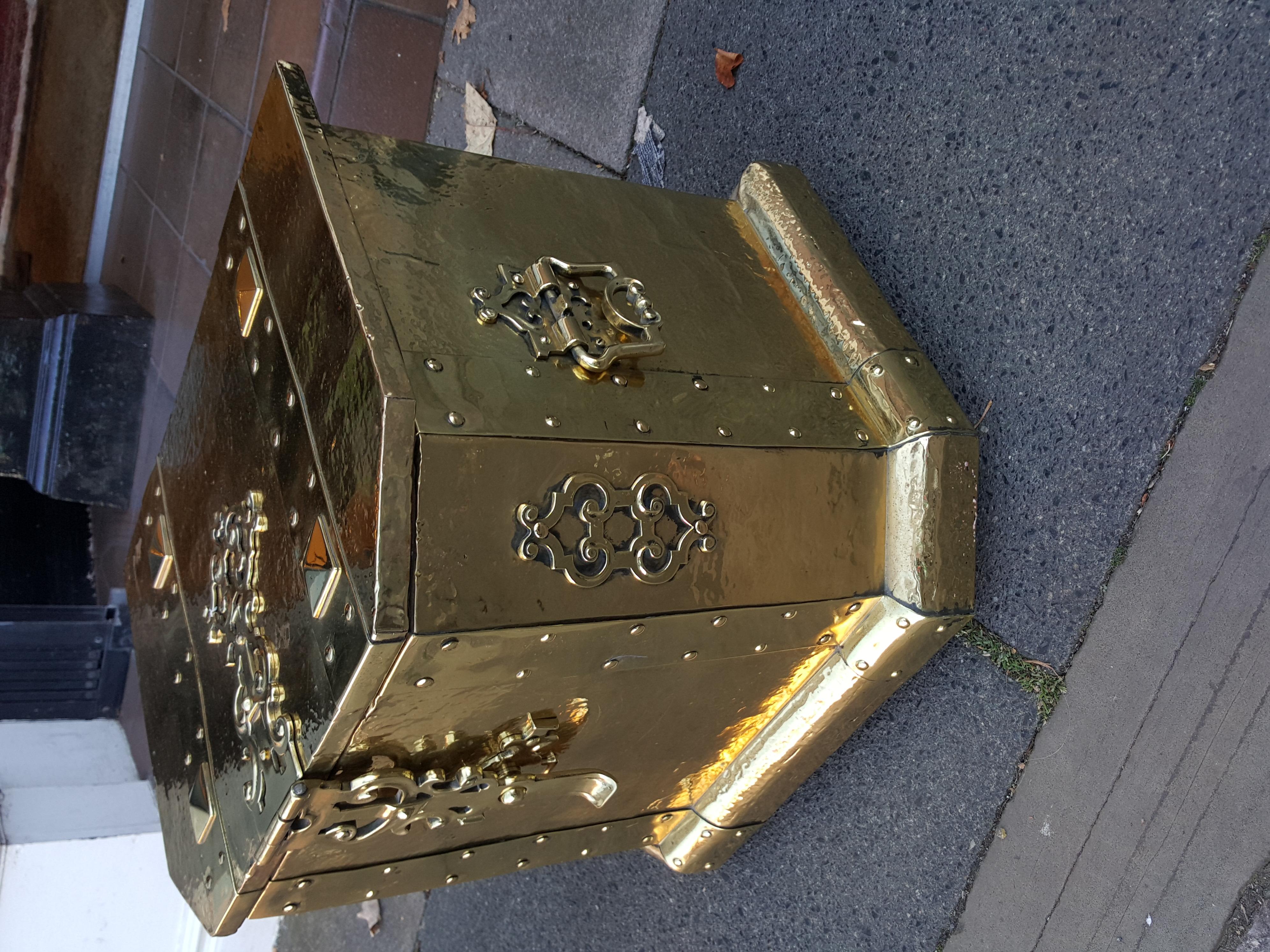 English Late Victorian Brass Coal Box