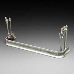 Late Victorian Brass Fender & Fire Tools
