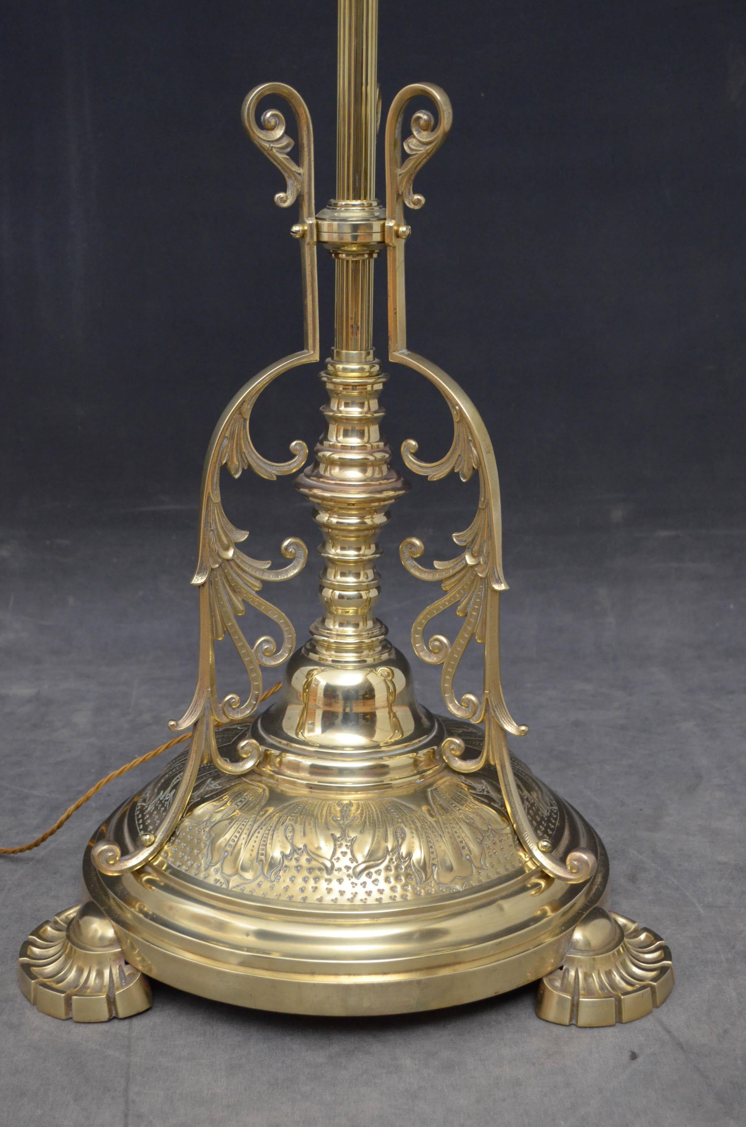 Late 19th Century Late Victorian Brass Floor Lamp