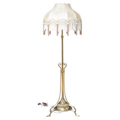 Lampe standard réglable de hauteur en laiton de la fin de l'époque victorienne