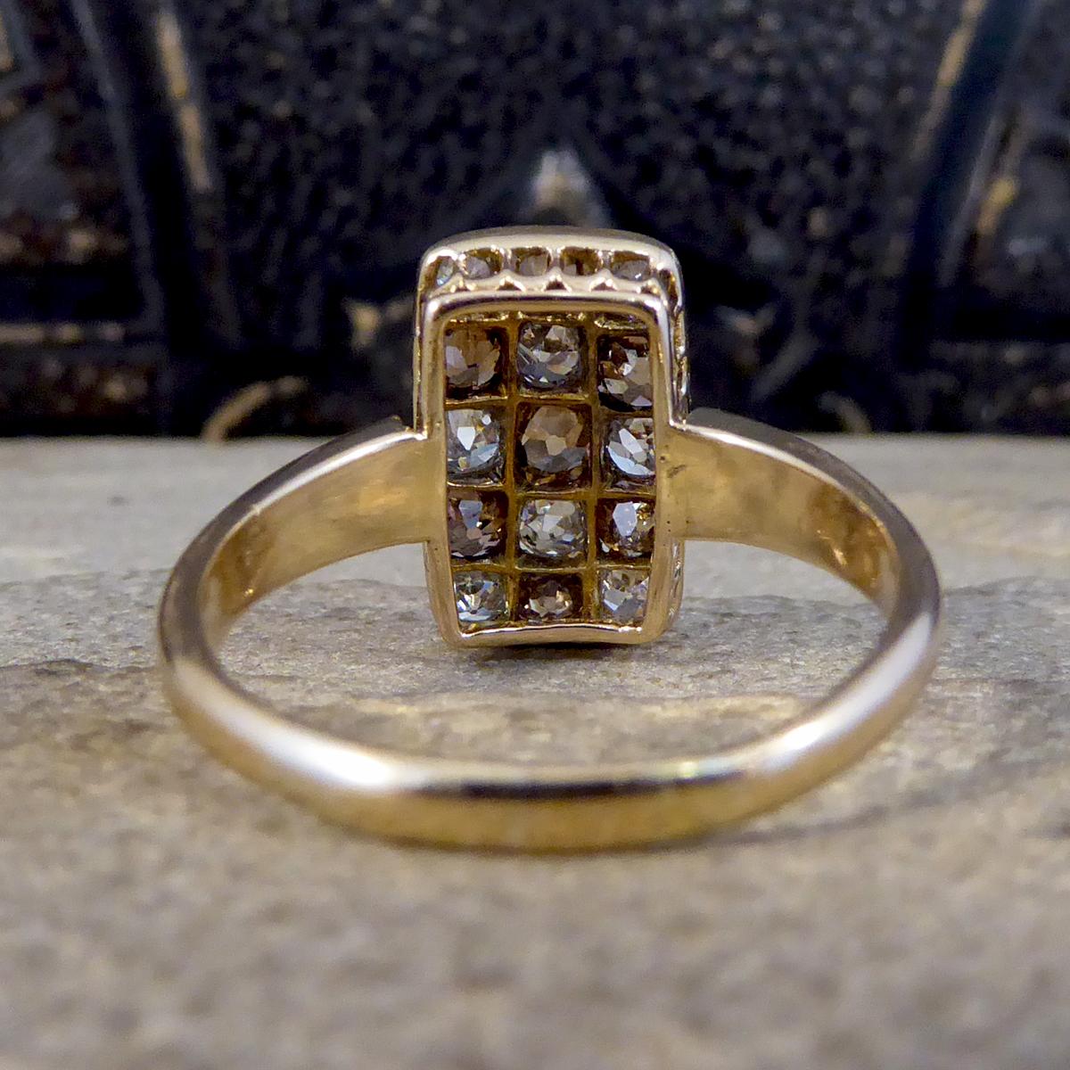 Late Victorian Brown and White Diamond Chequerboard Ring in 18ct Yellow Gold In Good Condition For Sale In Yorkshire, West Yorkshire