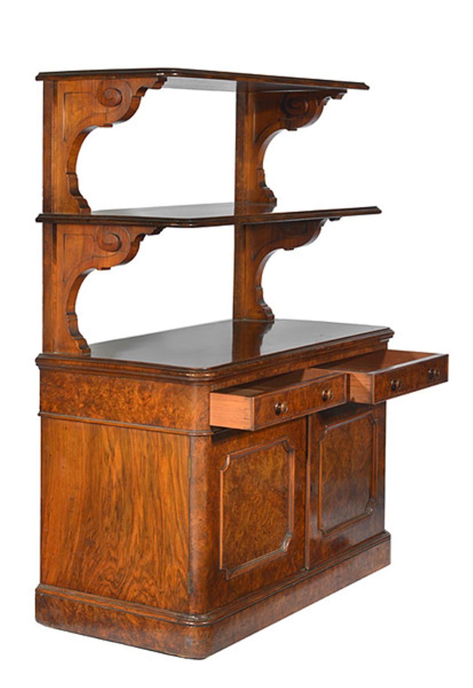 Late Victorian Burr Walnut Cabinet with a Pair of Raised Stands to the Top For Sale 5