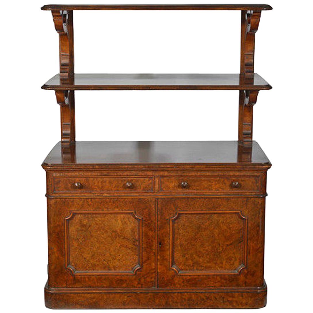Late Victorian Burr Walnut Cabinet with a Pair of Raised Stands to the Top im Angebot