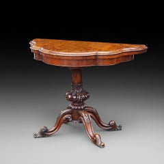 Late Victorian Burr Walnut Serpentine Shape Card Table