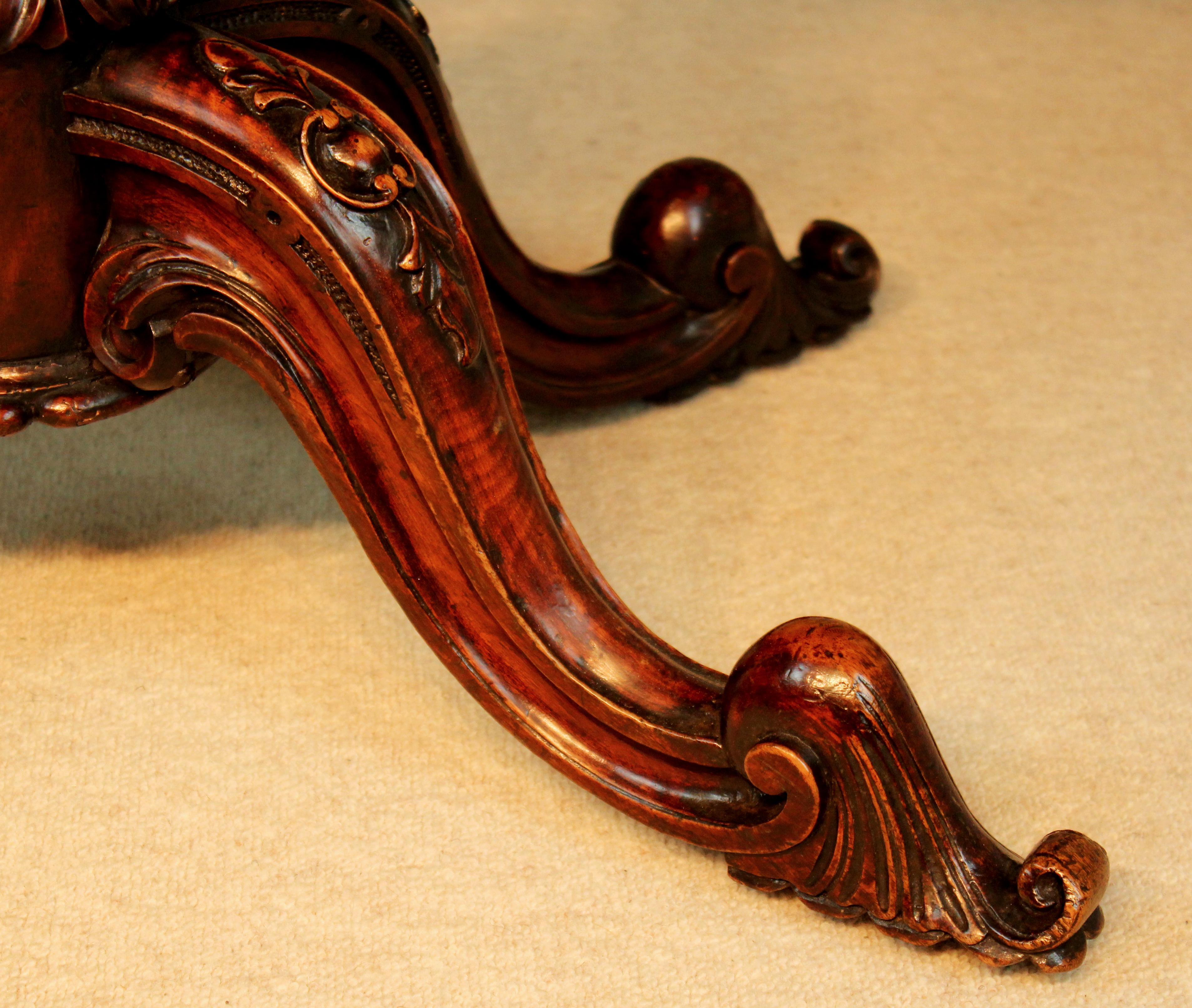 English Late Victorian Burr Walnut Serpentine Shape Card Table For Sale