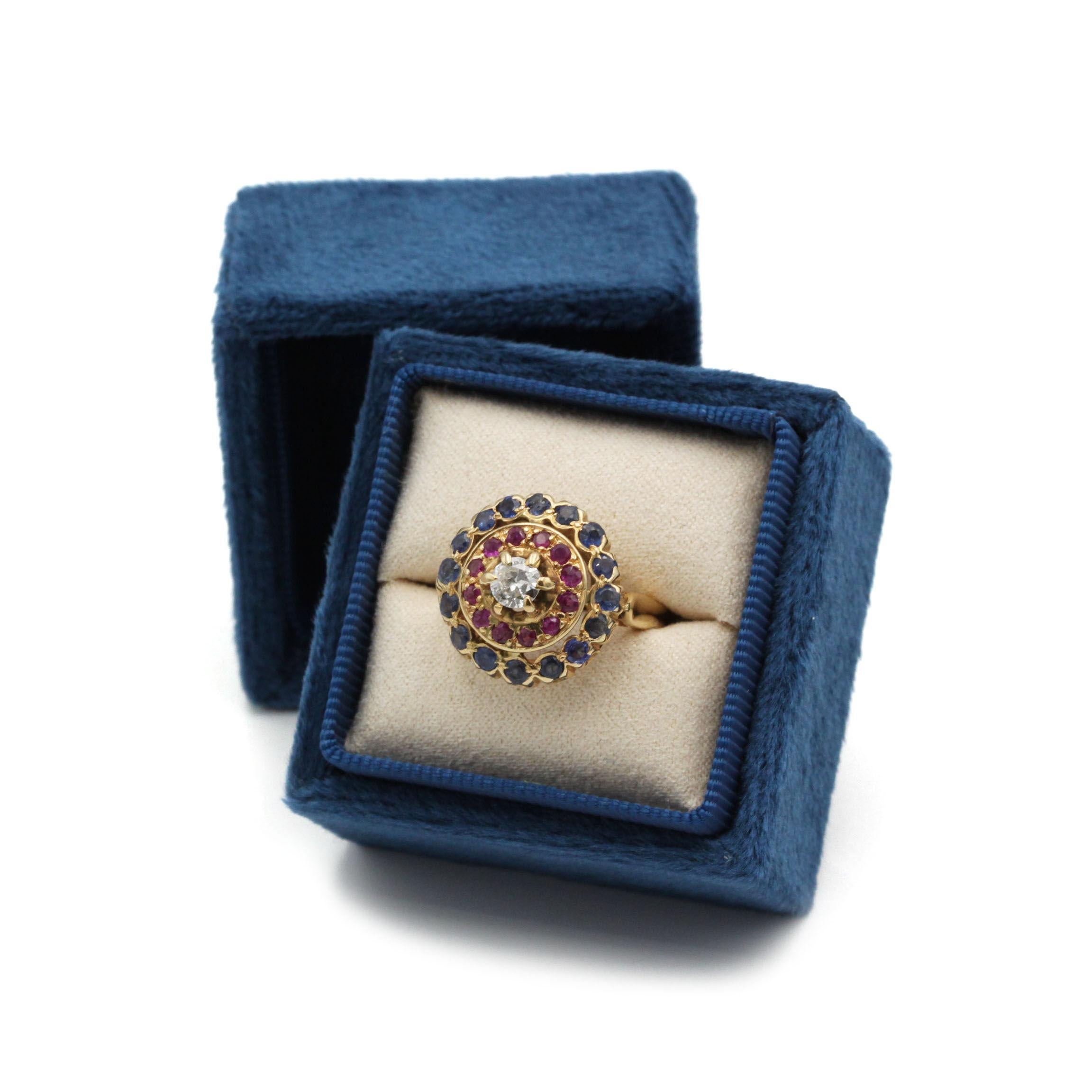 For Sale:  Late Victorian (c. 1880–1900) Ruby & Sapphire Diamond Cluster Ring in 18 K Yello 6
