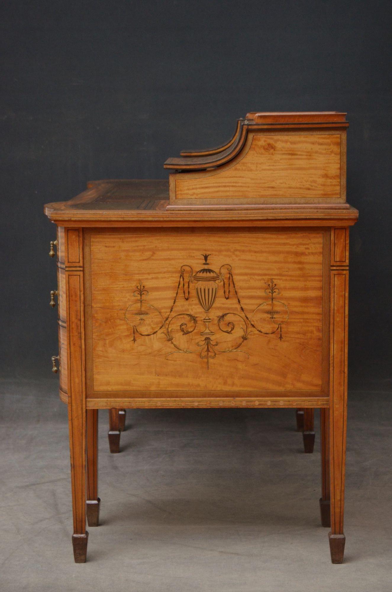 Late Victorian Carlton House Desk in Satinwood For Sale 13