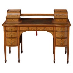 Spätviktorianischer Carlton House-Schreibtisch aus Satinholz