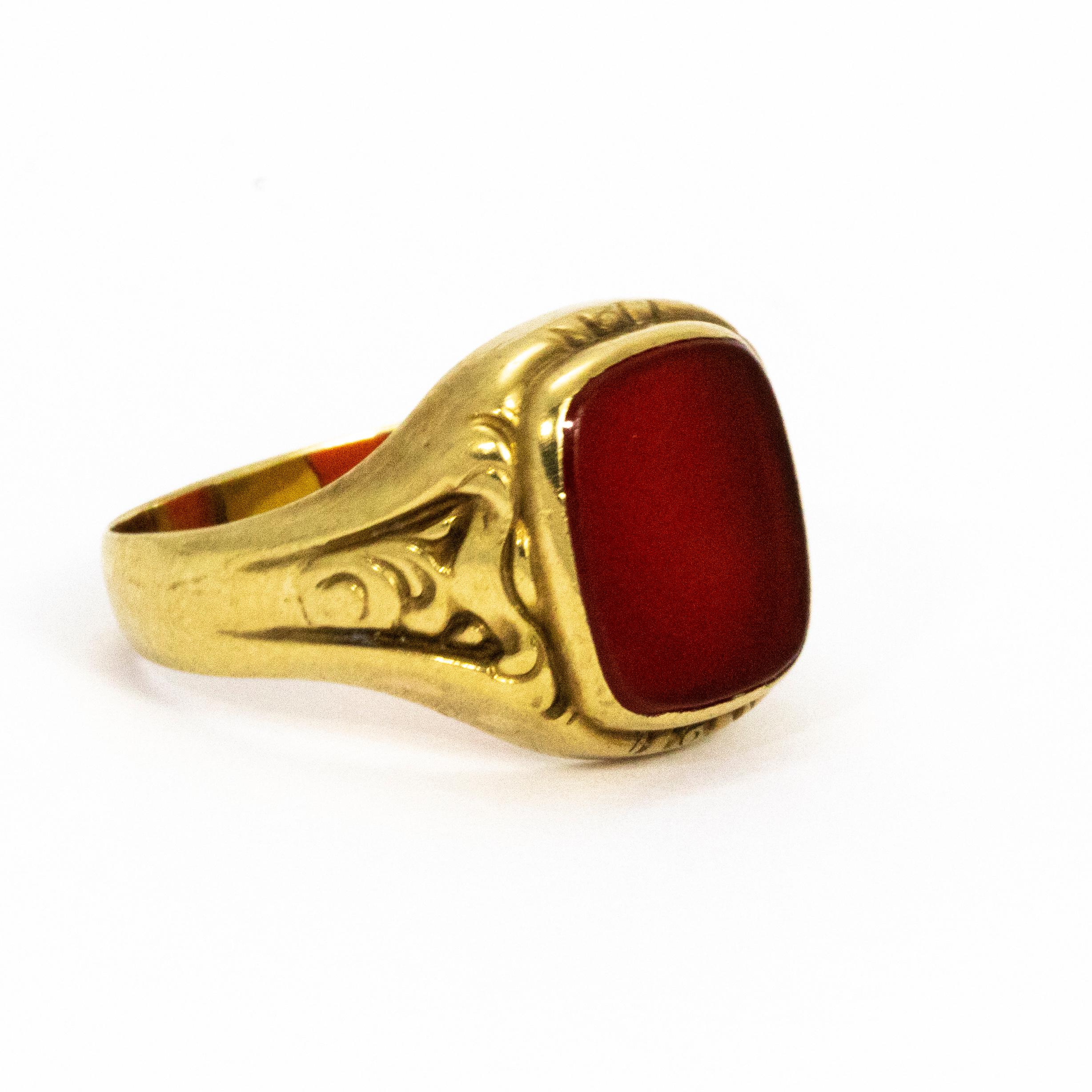Late Victorian Carnelian and Gold Signet Ring 2