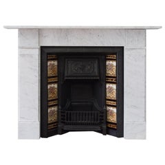 Late Victorian Carrara Marble Fireplace and Cast Iron Insert