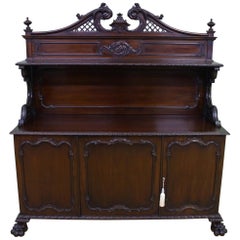 Antique Late Victorian Carved Mahogany Chiffonier