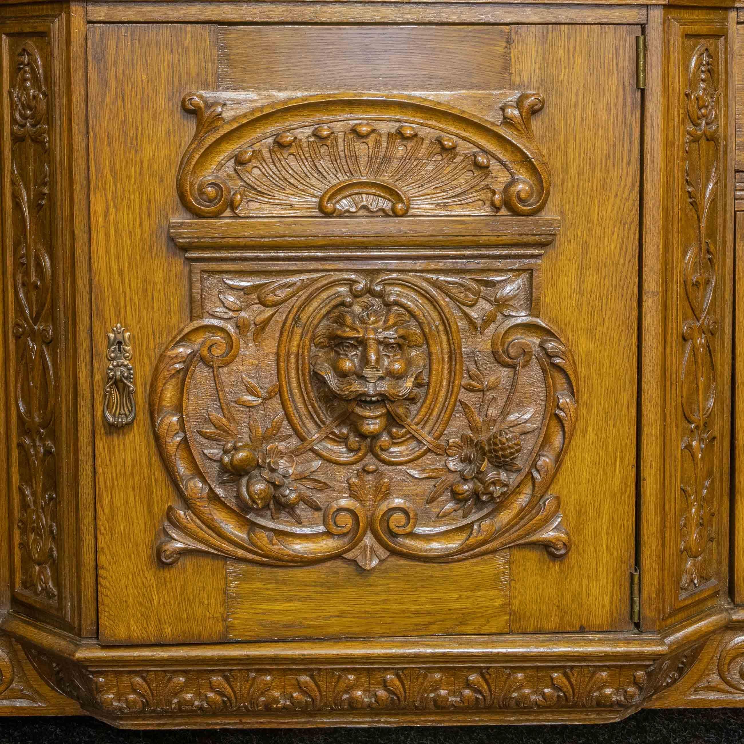 Late Victorian Carved Oak Sideboard For Sale 2