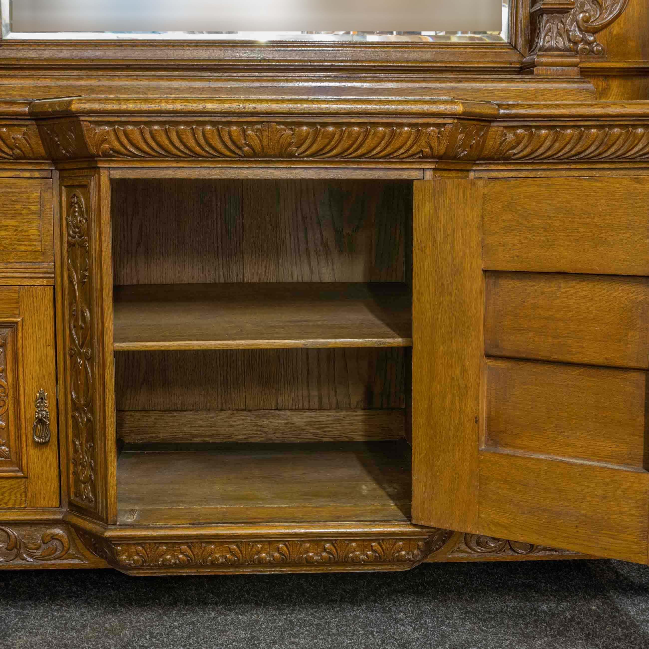 Late Victorian Carved Oak Sideboard For Sale 3
