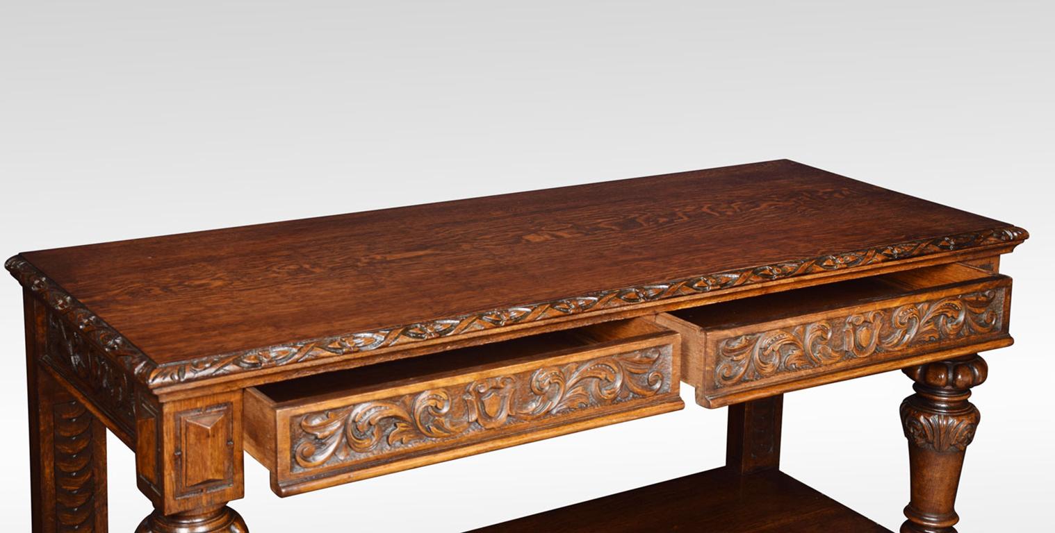 19th Century Late Victorian Carved Oak Two-Tier Buffet