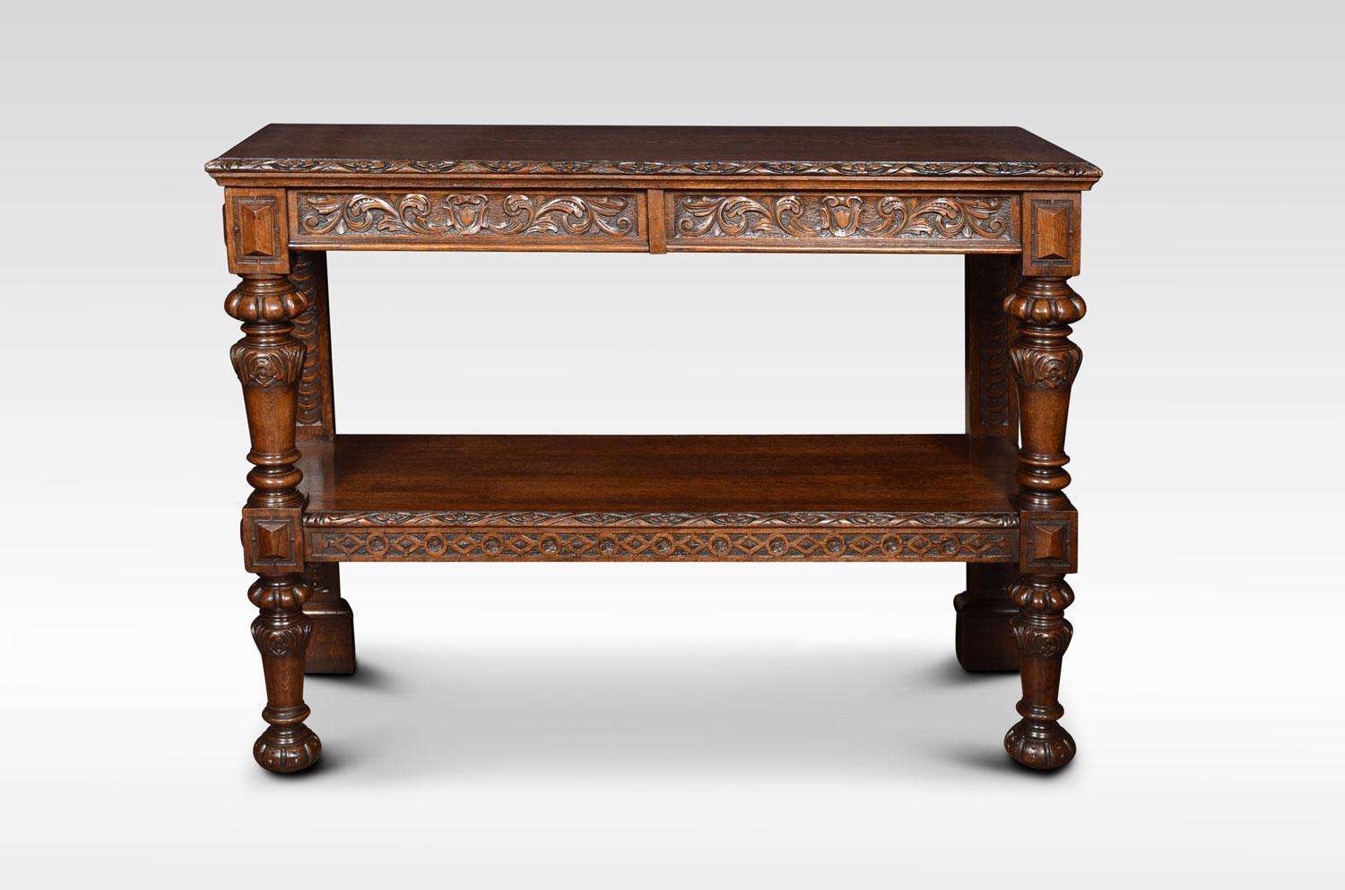 Late Victorian Carved Oak Two-Tier Buffet 2