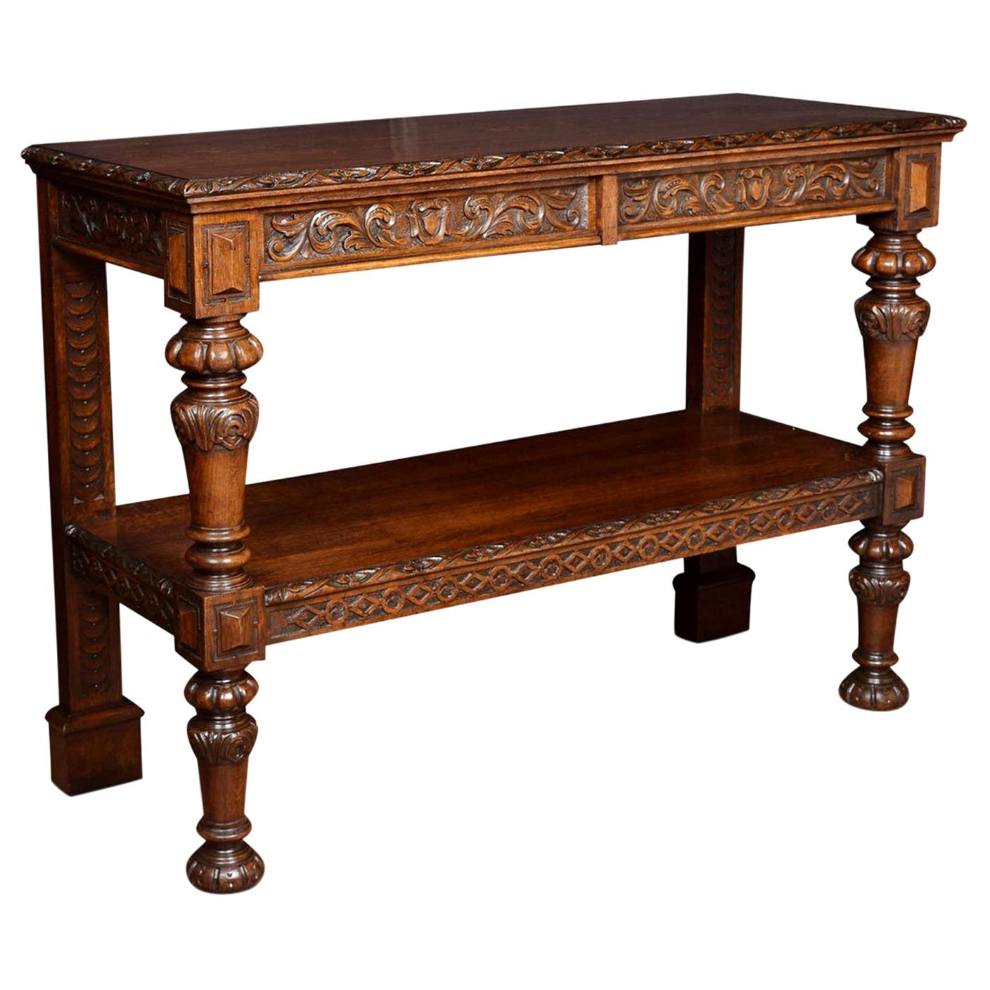 Late Victorian Carved Oak Two-Tier Buffet