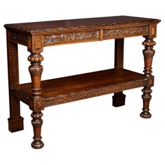 Late Victorian Carved Oak Two-Tier Buffet