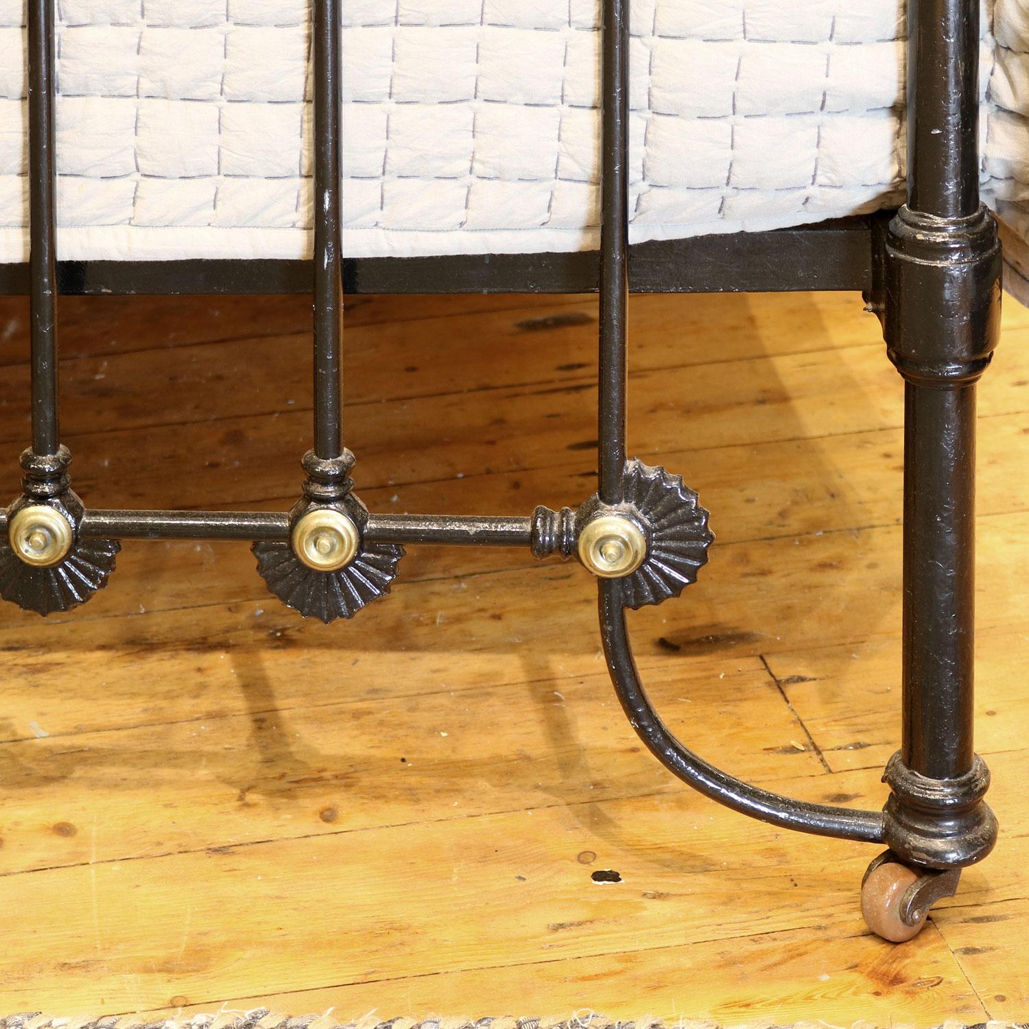 19th Century Late Victorian Cast Iron Antique Bed in Black, MD101