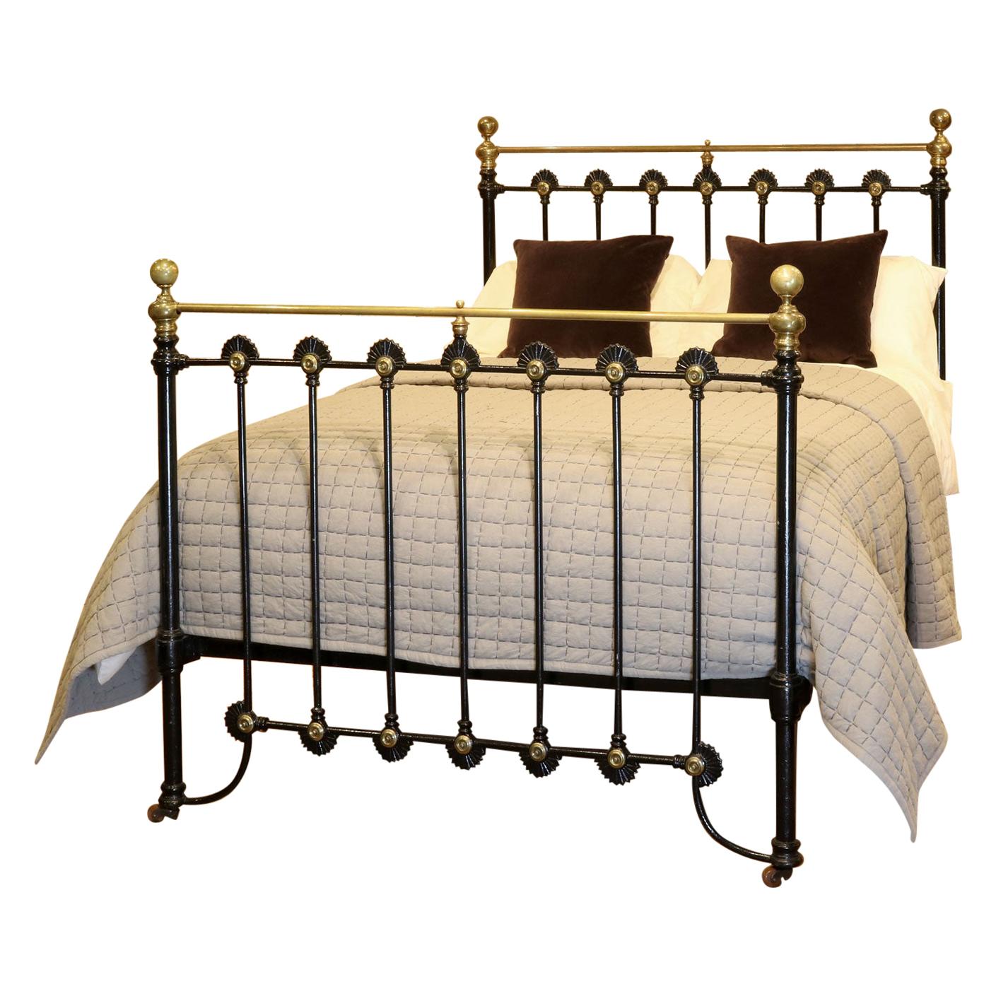 Late Victorian Cast Iron Antique Bed in Black, MD101
