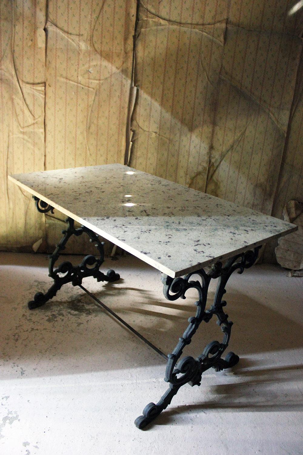 Late Victorian Cast Iron and Marble Topped Table, circa 1900 6