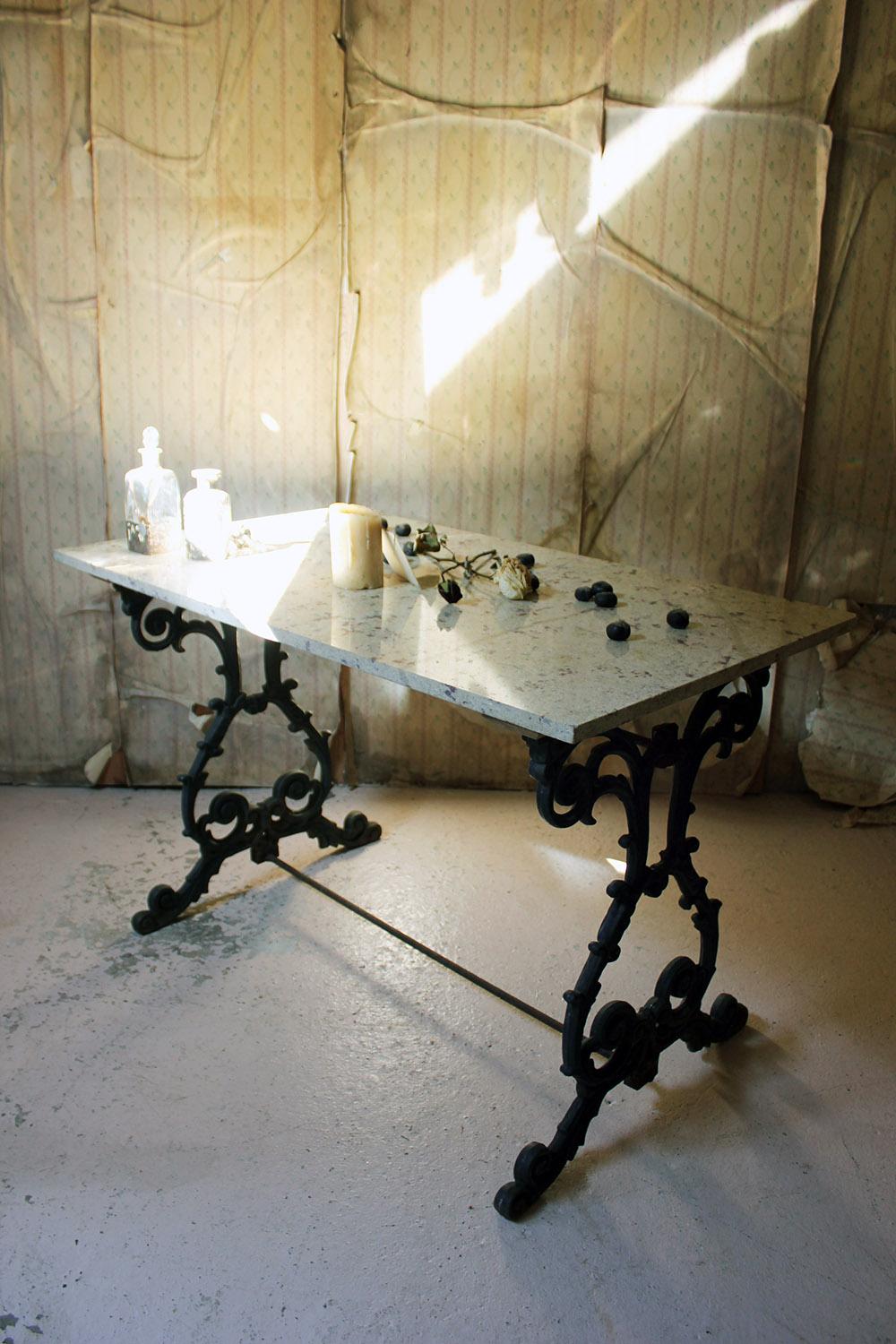Late Victorian Cast Iron and Marble Topped Table, circa 1900 7