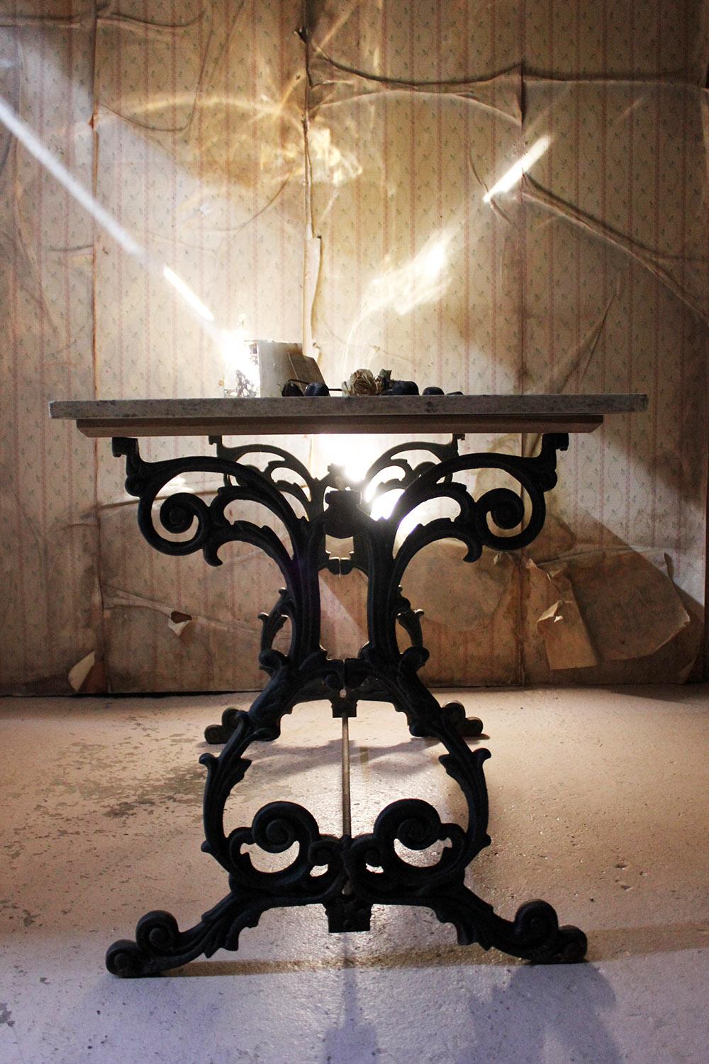 Late Victorian Cast Iron and Marble Topped Table, circa 1900 9