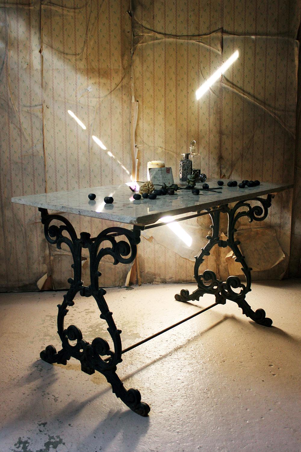 Late Victorian Cast Iron and Marble Topped Table, circa 1900 10