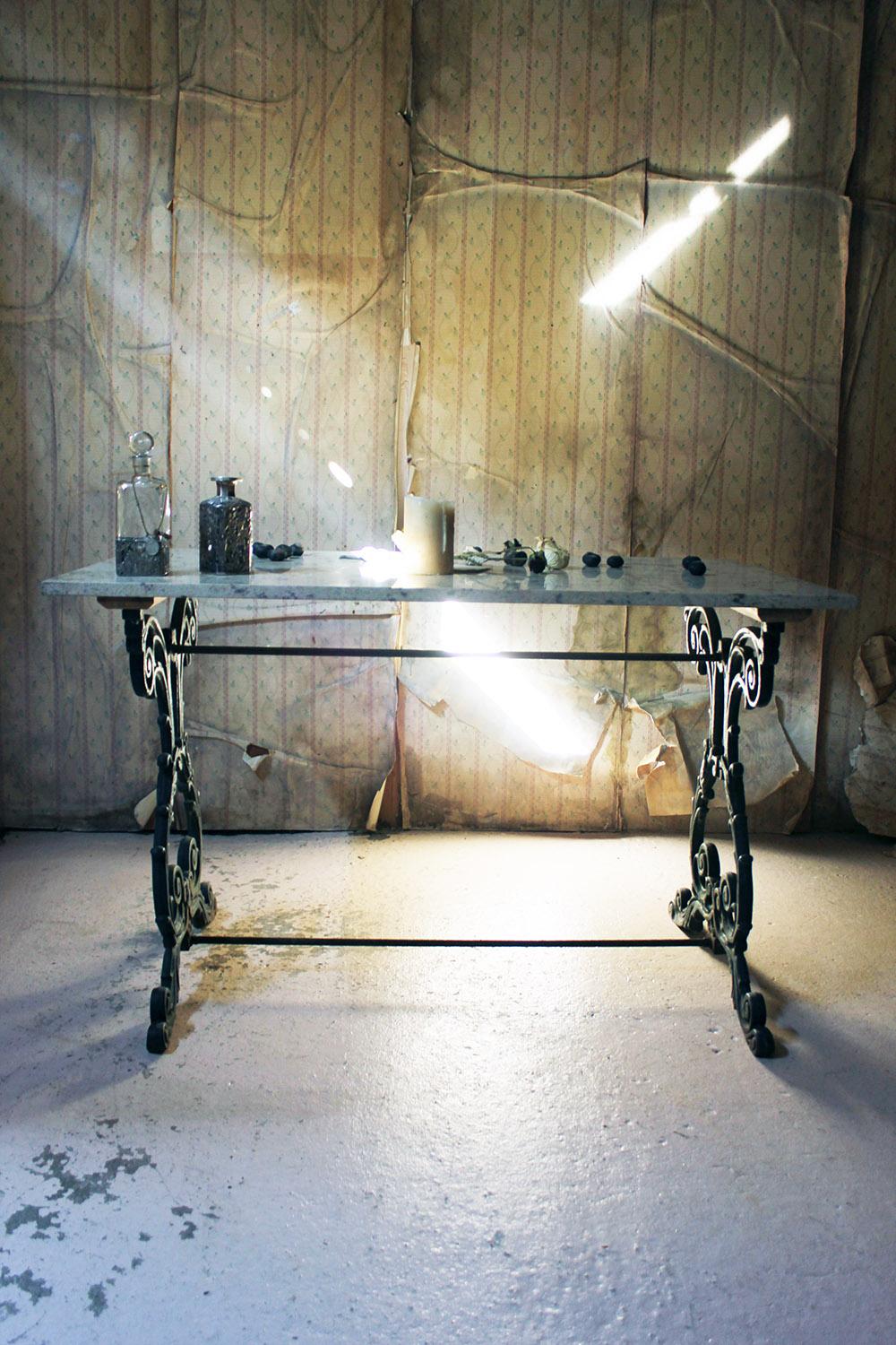 Late Victorian Cast Iron and Marble Topped Table, circa 1900 11