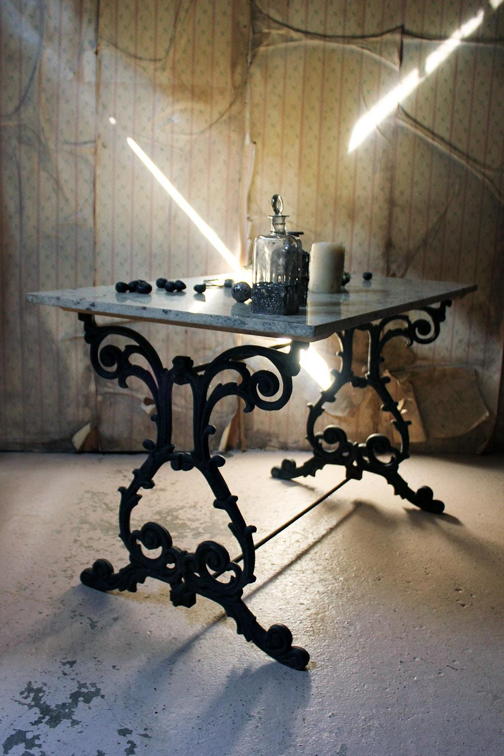 Late Victorian Cast Iron and Marble Topped Table, circa 1900 13